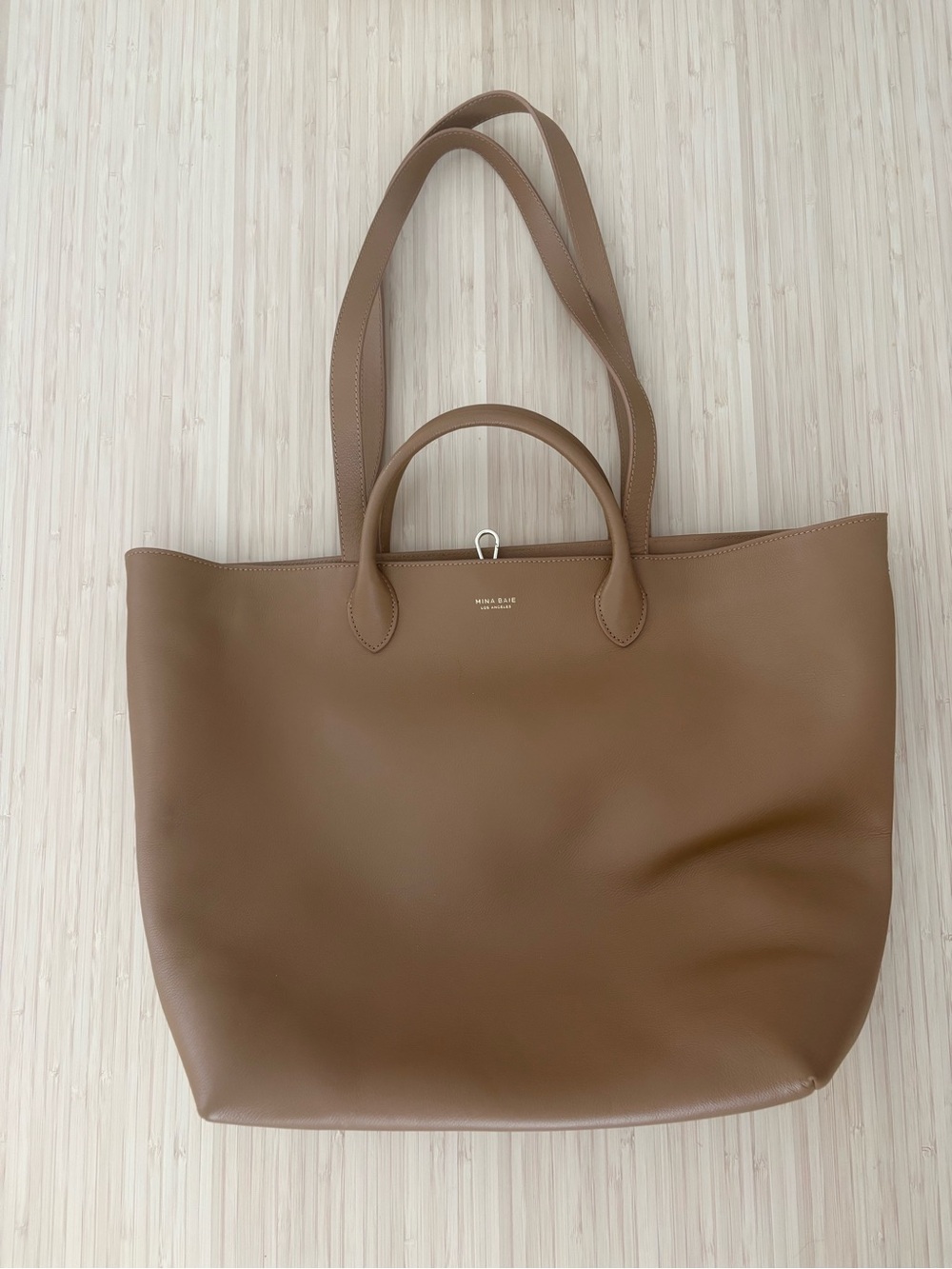 Mina Baie Mila Shopper Tote Tan Leather Double-Handle Tote
